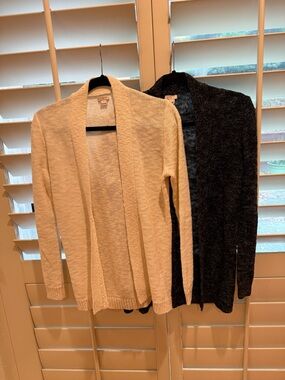 Bundle of Two J.Crew White & Black Knit Open Knit Front Cardigans - Size Small